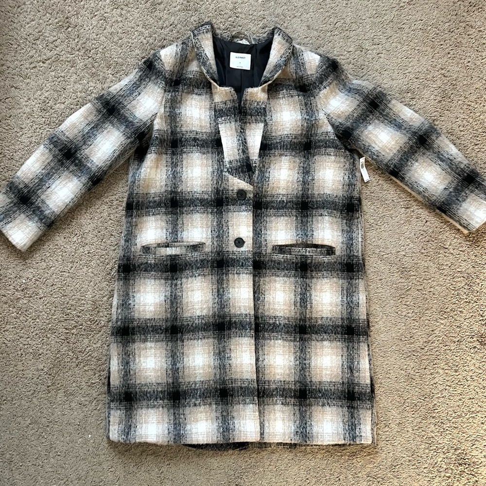 OLD NAVY Soft Brushed Plaid Coat